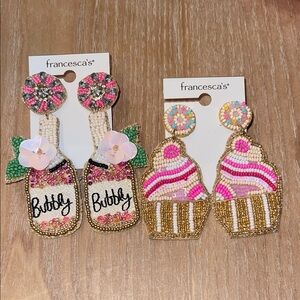 Francesca's Collections Pink and Gold Beaded Earrings Set